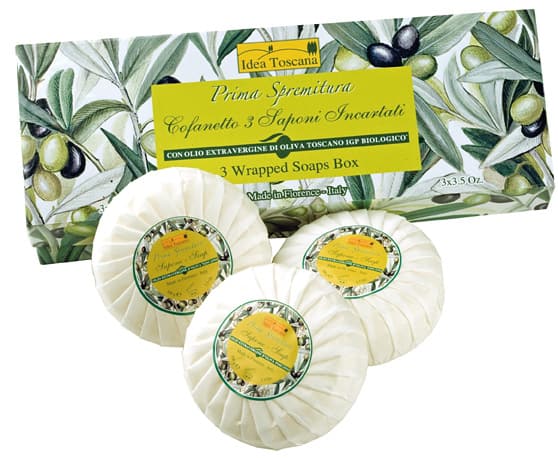 Box set 3 soap bars from the Idea Toscana cosmetics line that owns the farmhouse